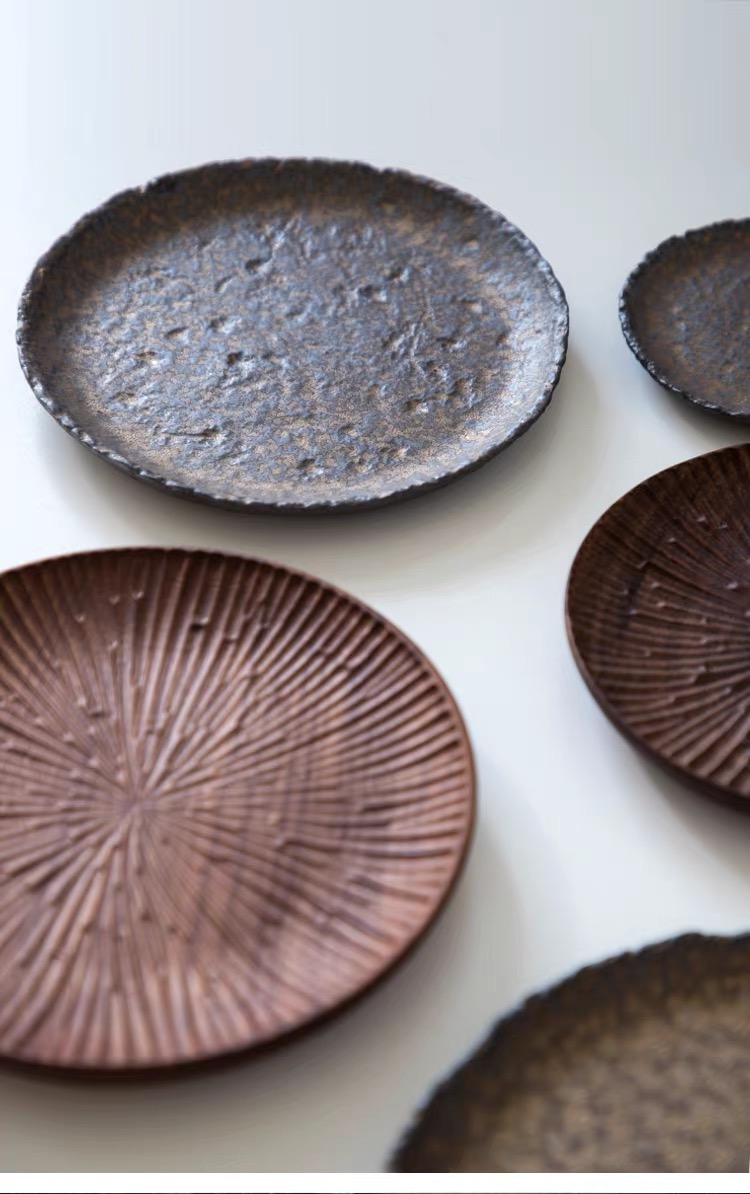 New Arrival: Rustic Bronze Metal Glaze Handcrafted Stoneware Platter Collection