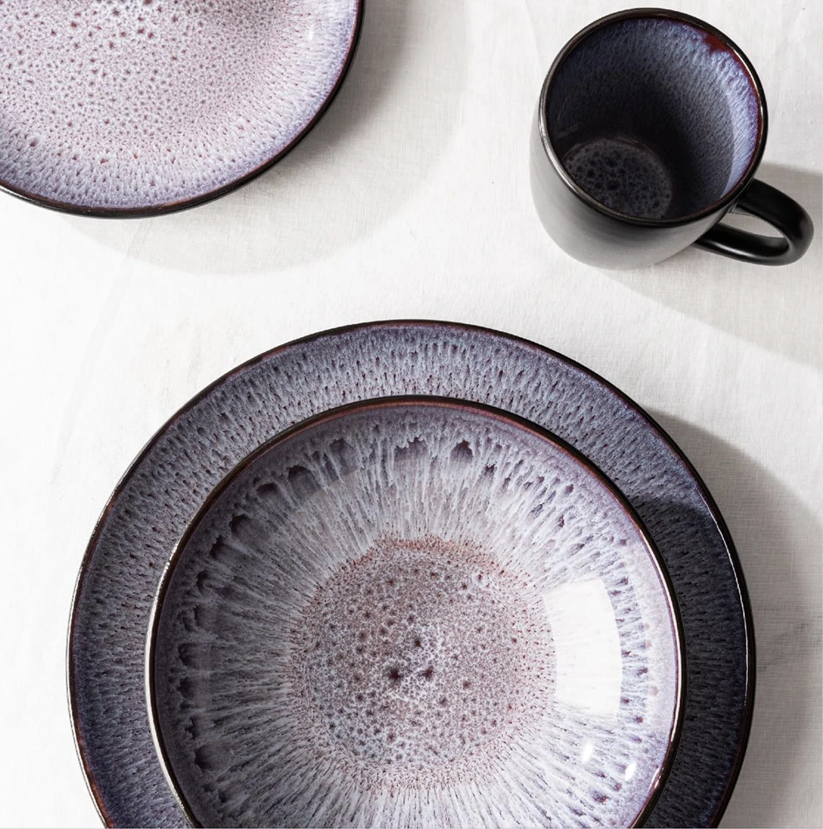 New Arrival: Lilac Radial Reactive Glaze Two-Tone Stoneware Dinnerware Collection